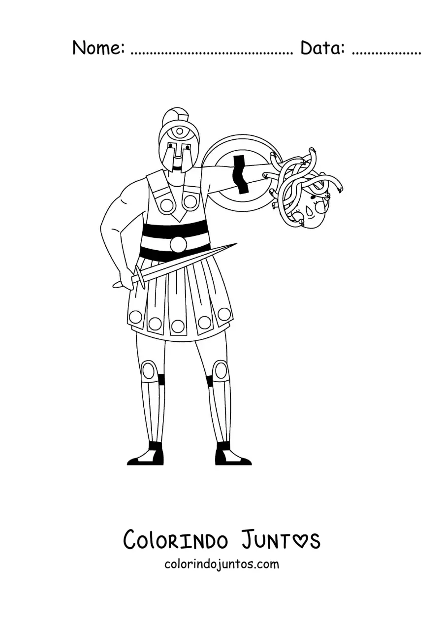 Desenho para colorir de Perseu com a cabeça de Medusa