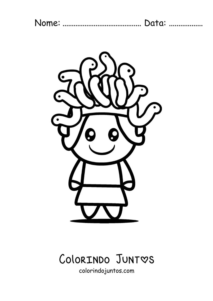 Desenho para colorir de Medusa a deusa animada kawaii
