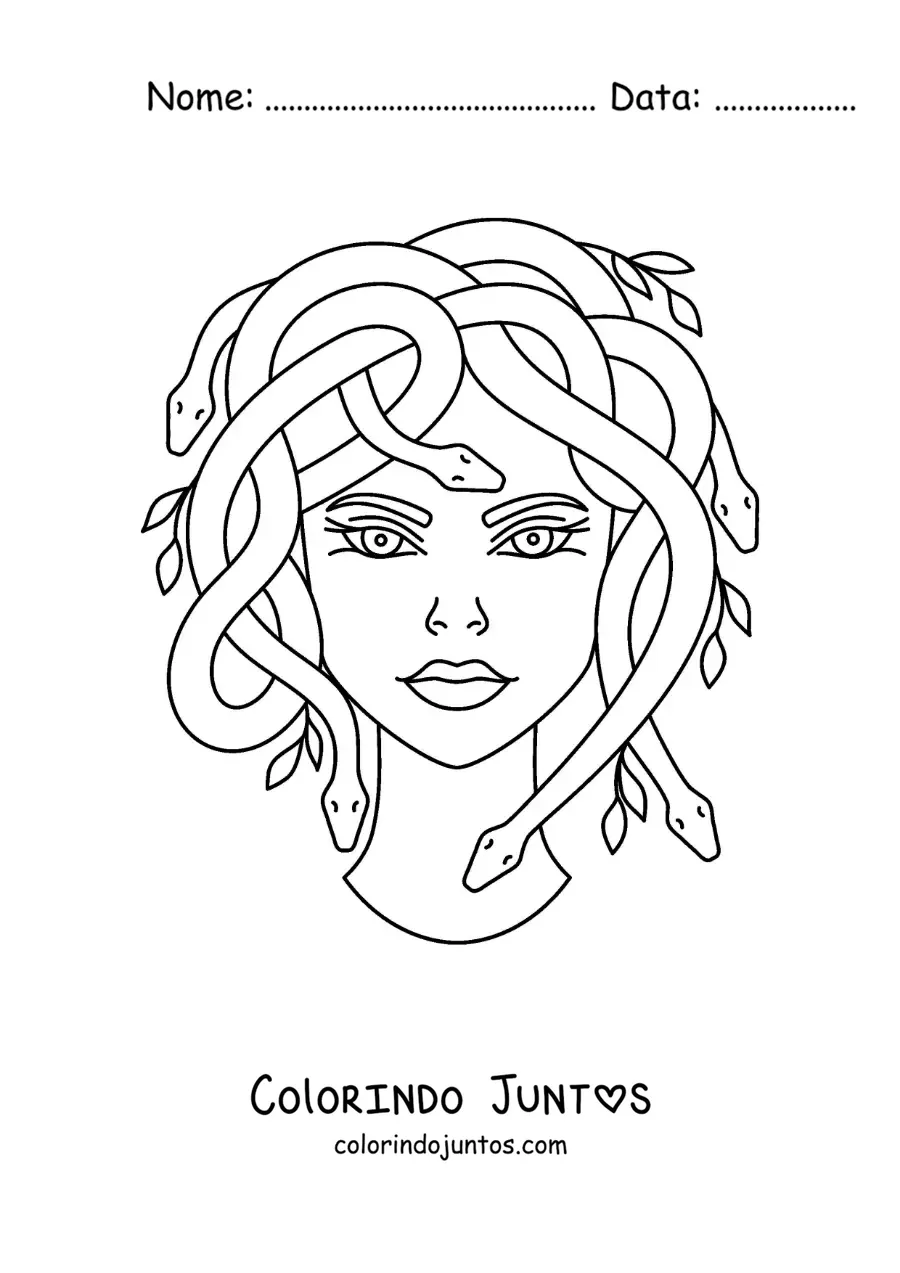 Desenho para colorir da cabeça de Medusa animada