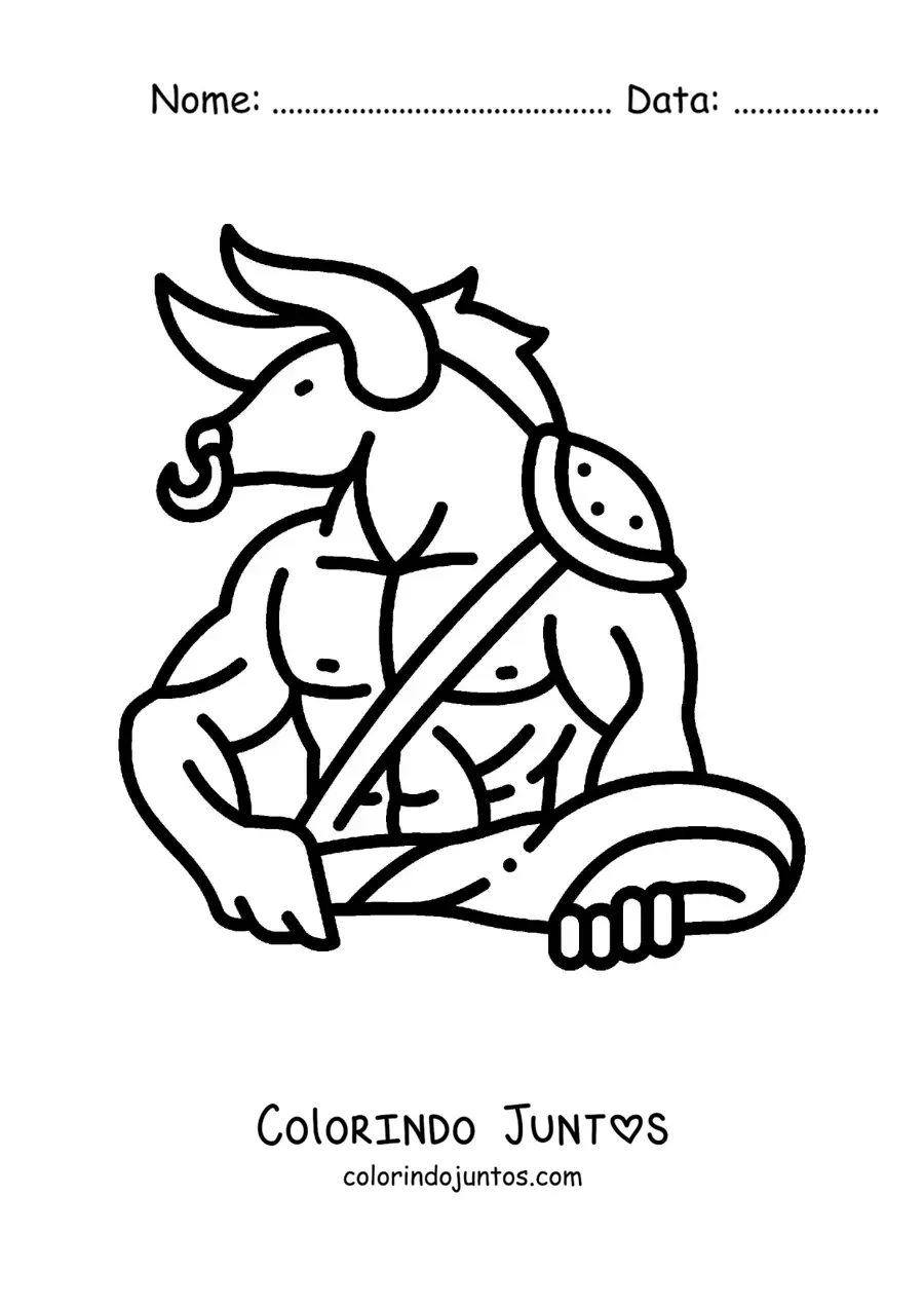 Desenho para colorir do Minotauro animado fácil