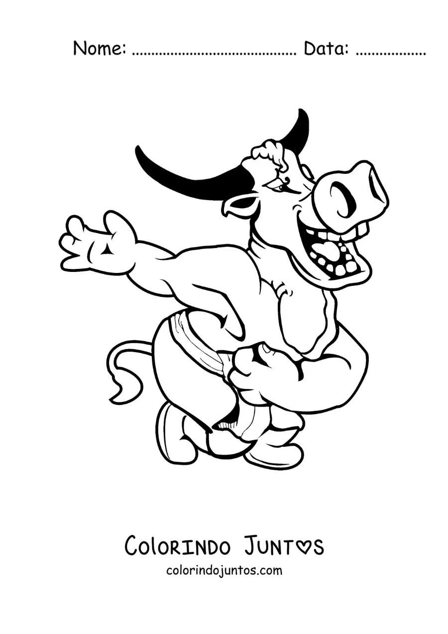 Desenho para colorir de caricatura de um Minotauro