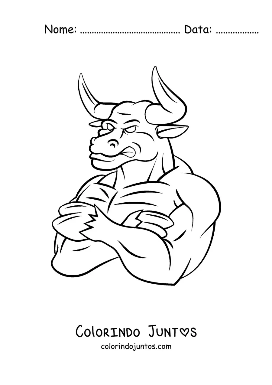 Desenho para colorir do Minotauro grego animado bravo