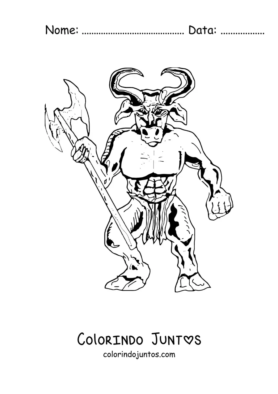 Desenho para colorir de Minotauro assustador