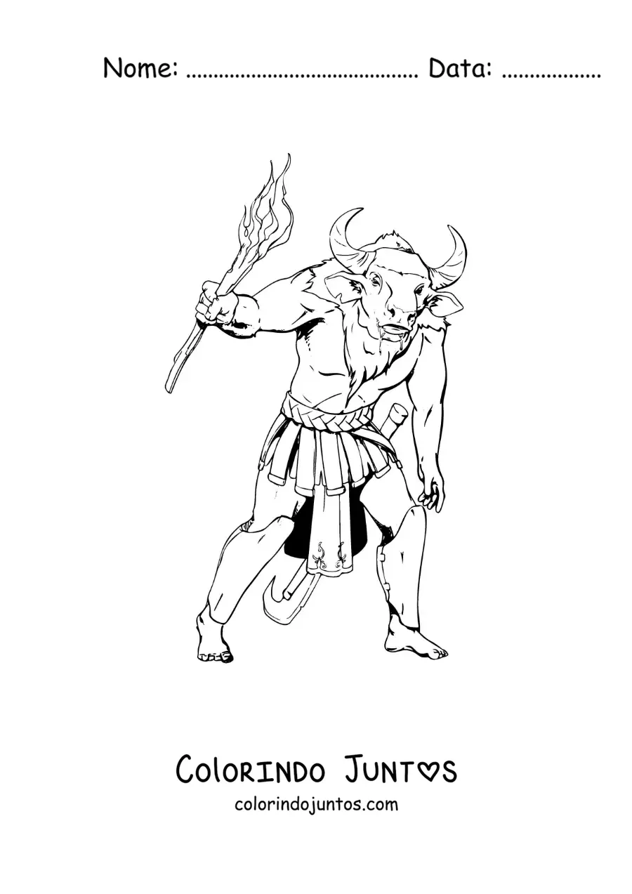 Desenho para colorir de Minotauro realista