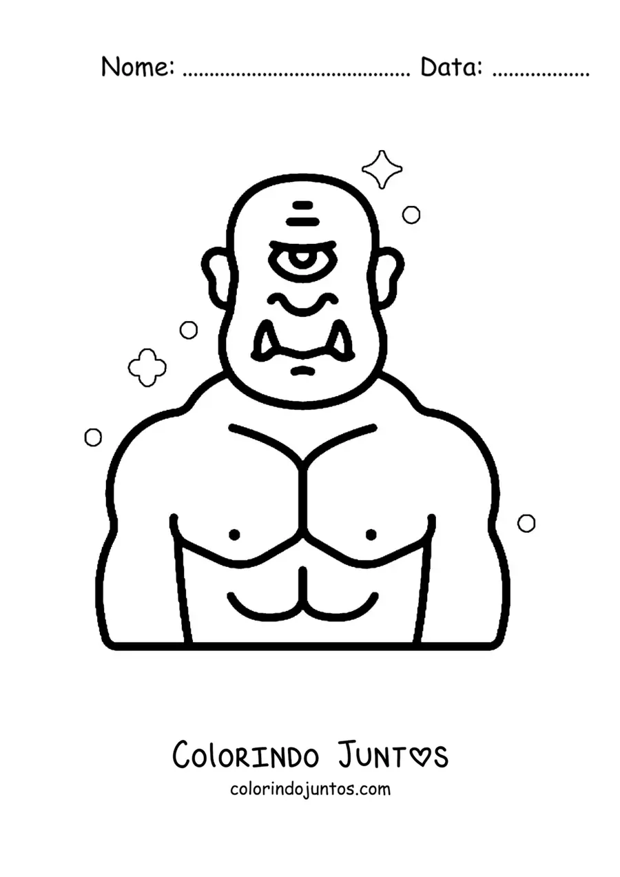 Desenho para colorir de ciclope animado bravo
