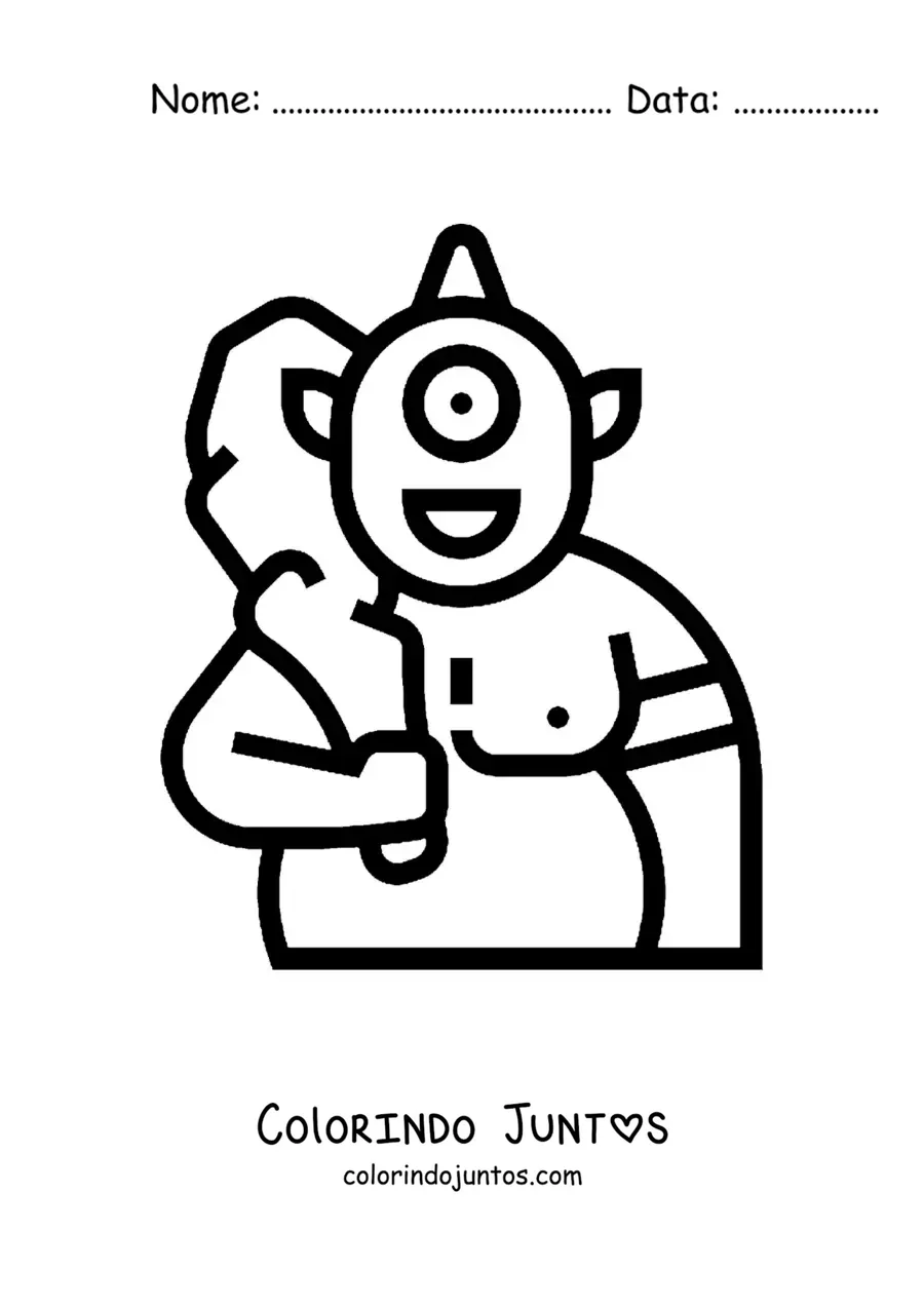 Desenho para colorir de ciclope da mitologia animado com um taco