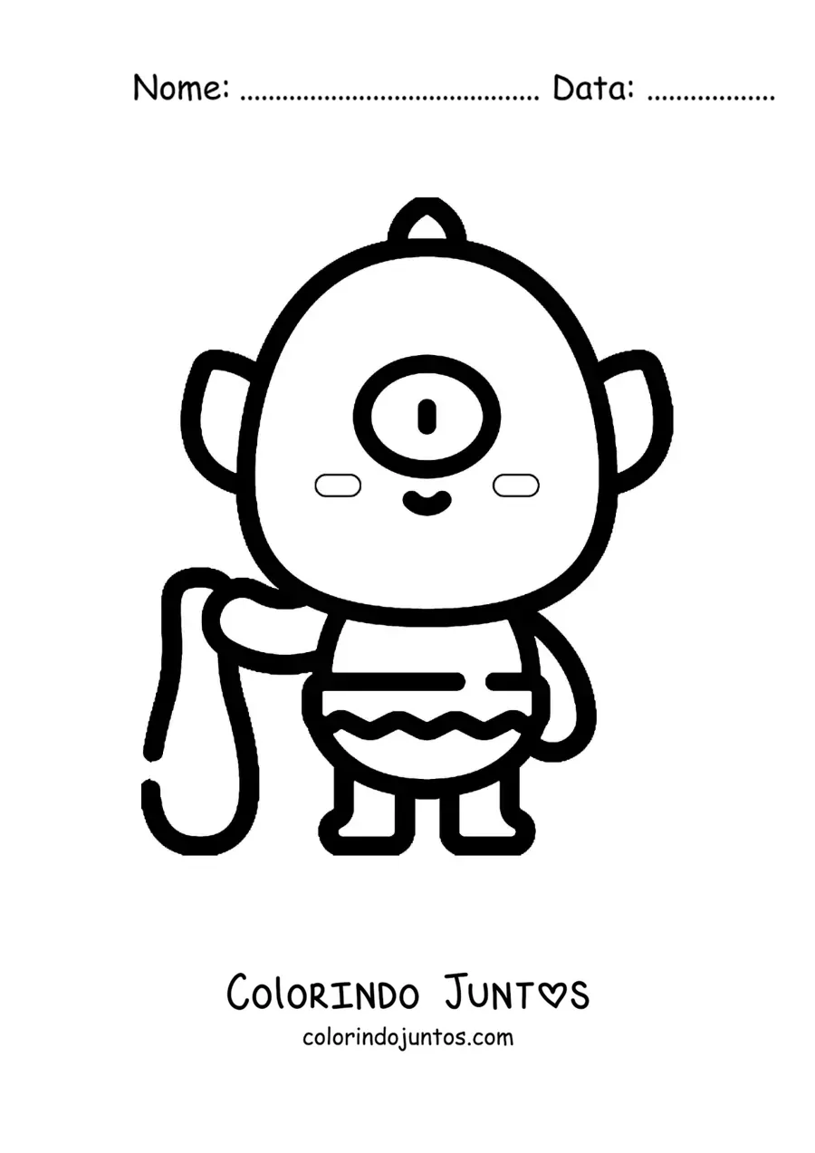 Desenho para colorir de ciclope da mitologia bebê animado kawaii