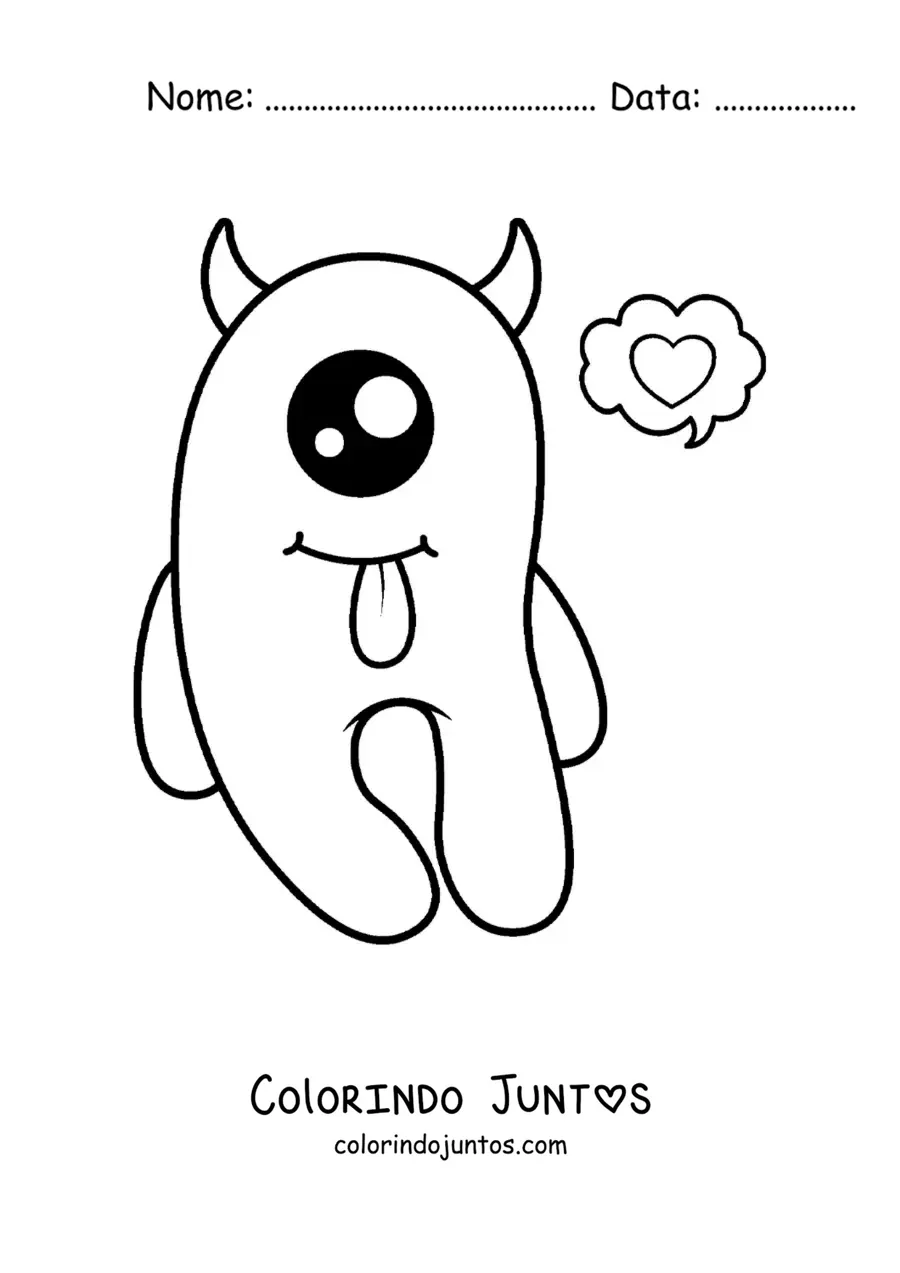 Desenho para colorir de monstro de um olho só kawaii