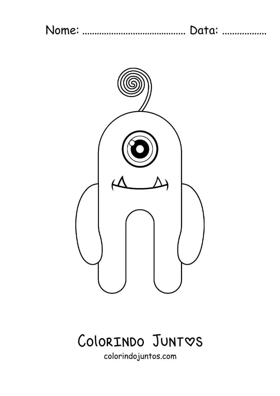 Desenho para colorir de monstro de um olho só animado