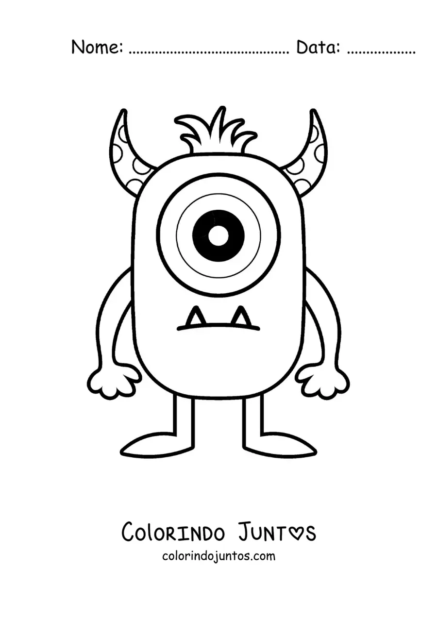Desenho para colorir de monstro de um olho
