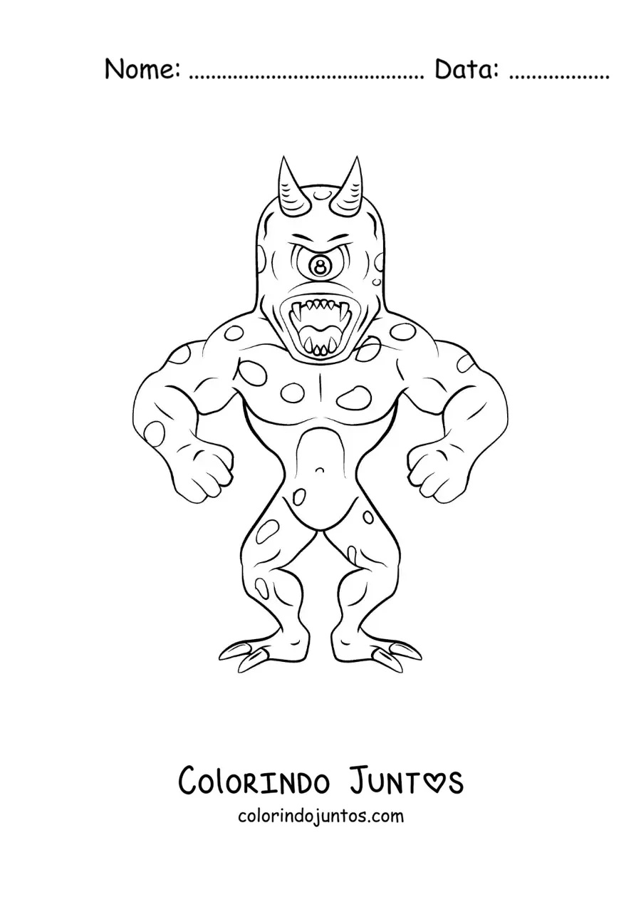Desenho para colorir de ciclope monstruoso animado