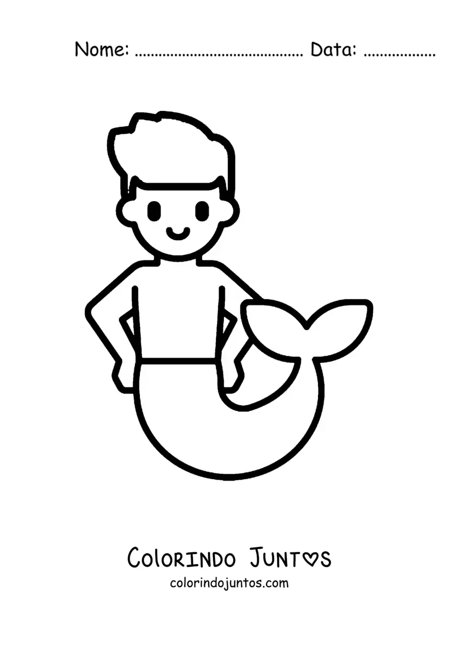 Desenho para colorir de um tritão fácil