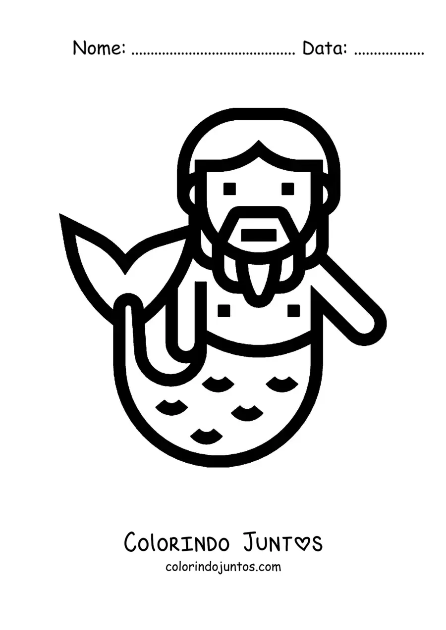 Desenho para colorir de tritão animado fácil