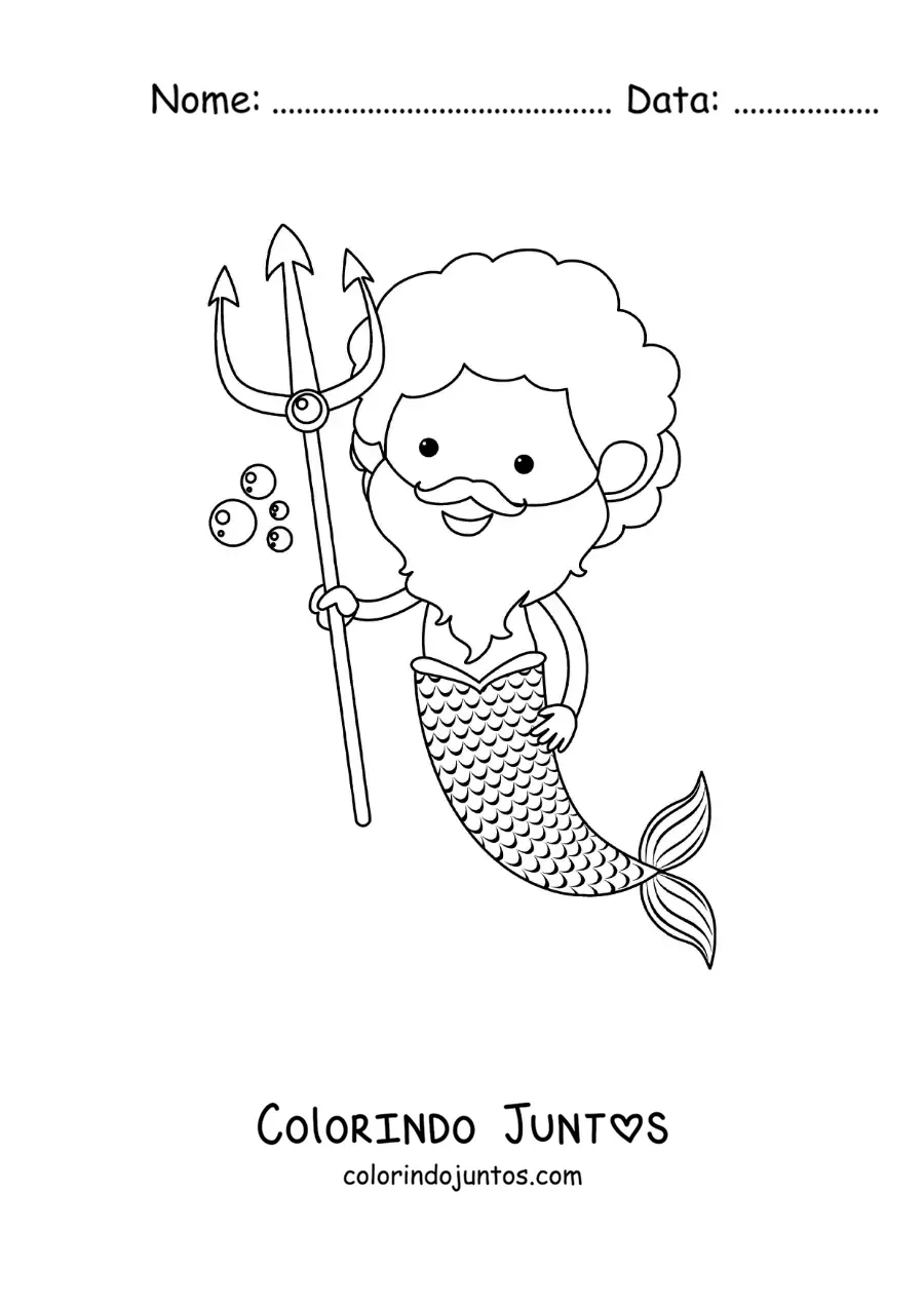 Desenho para colorir de Tritão o deus grego animado