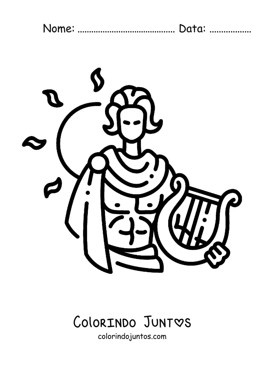 Desenho para colorir do deus Apolo e o sol