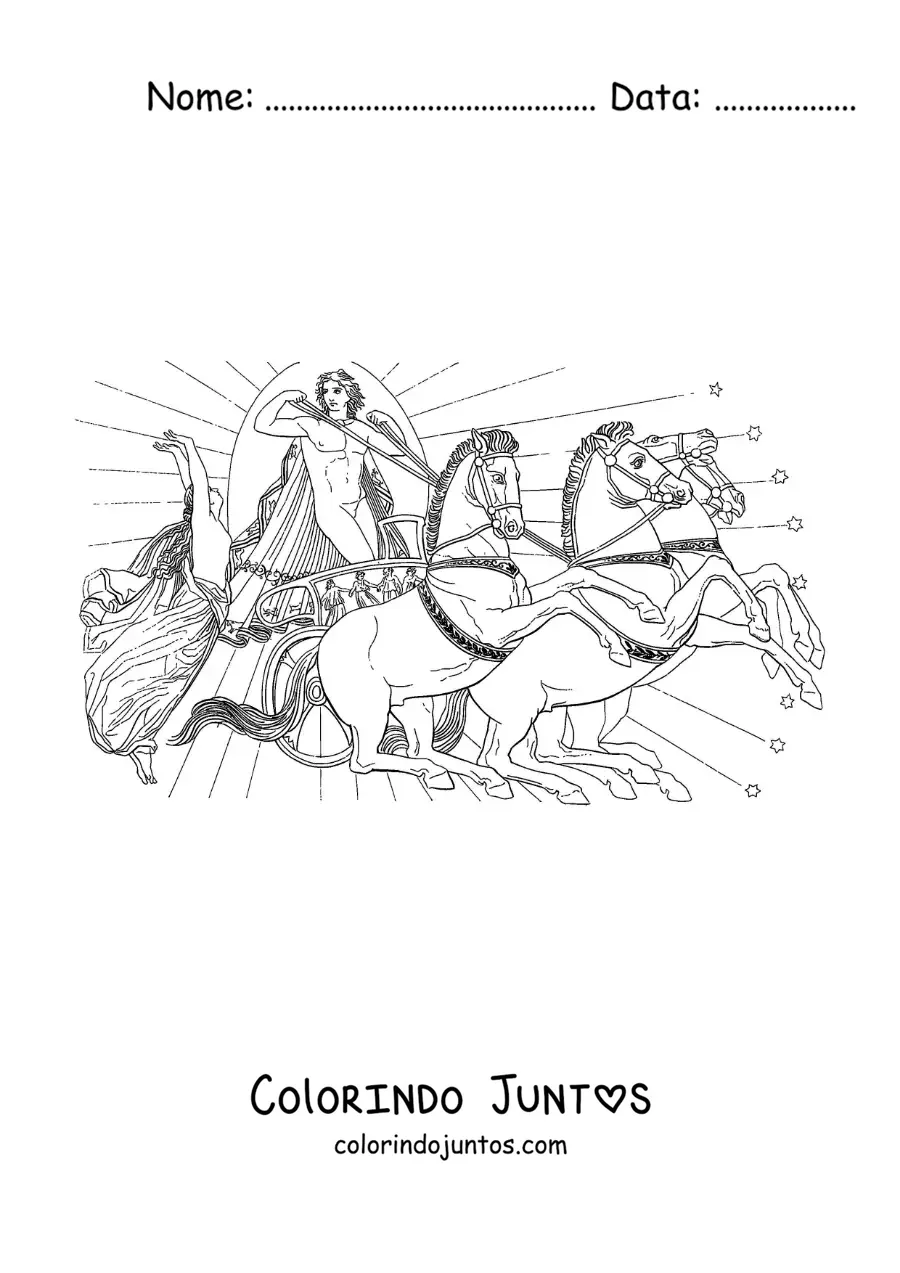 Desenho para colorir da carruagem dourada do deus Apolo