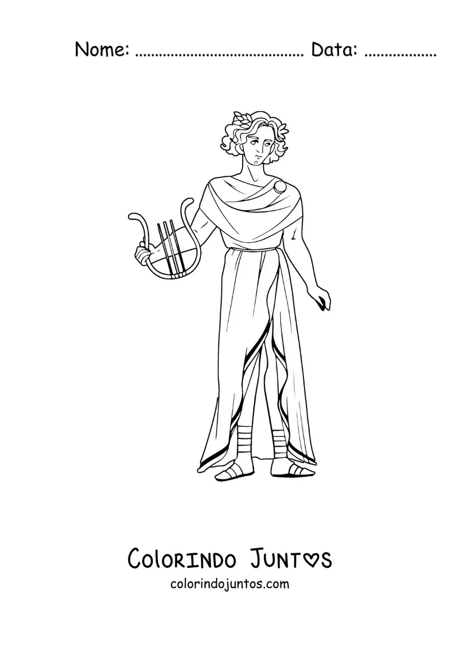 Desenho para colorir de Apolo o deus da mitologia grega com sua lira