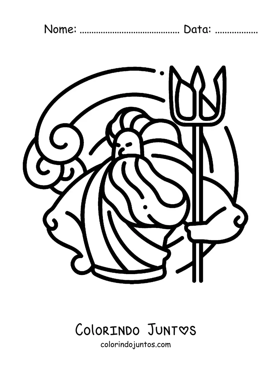 Desenho para colorir de Poseidon o deus do mar animado