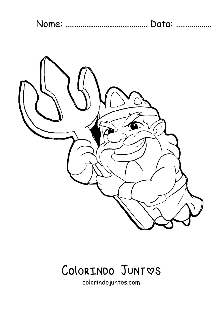 Desenho para colorir de um desenho de Poseidon com seu tridente
