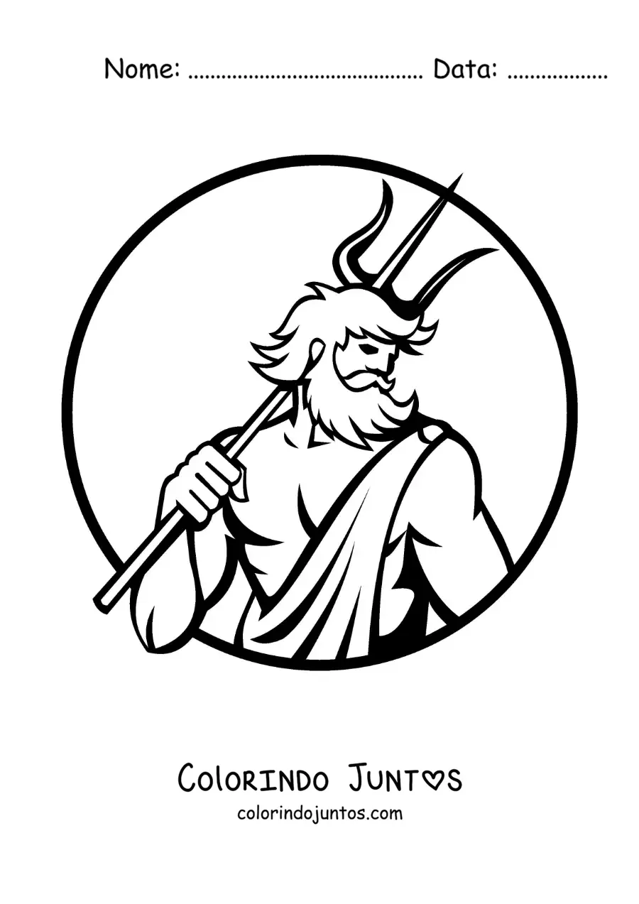 Desenho para colorir de Poseidon com seu tridente