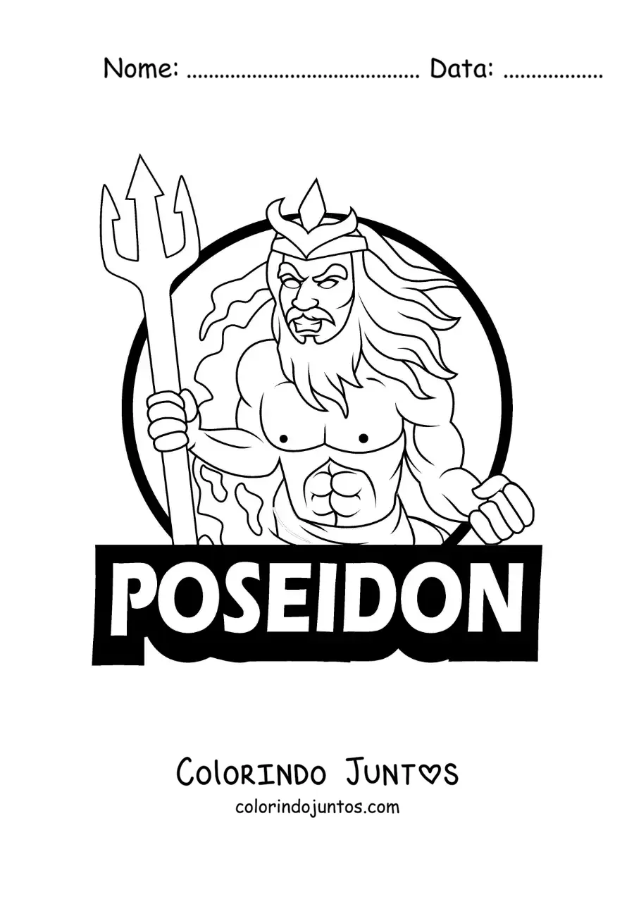 Desenho para colorir do deus grego Poseidon