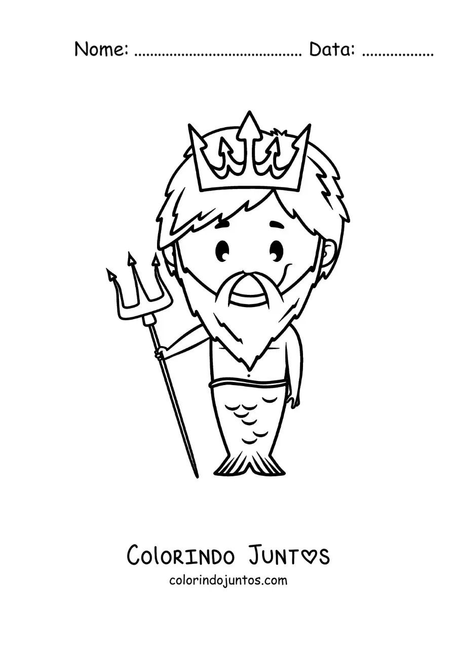 Desenho para colorir de tritão o filho de Poseidon animado