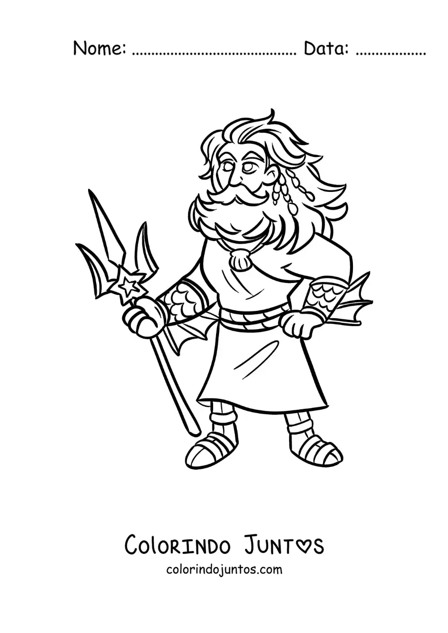 Desenho para colorir de Poseidon o deus olímpico animado
