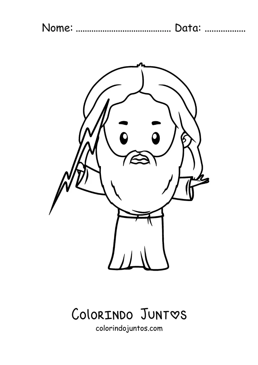 Desenho para colorir do deus da mitologia grega Zeus animado