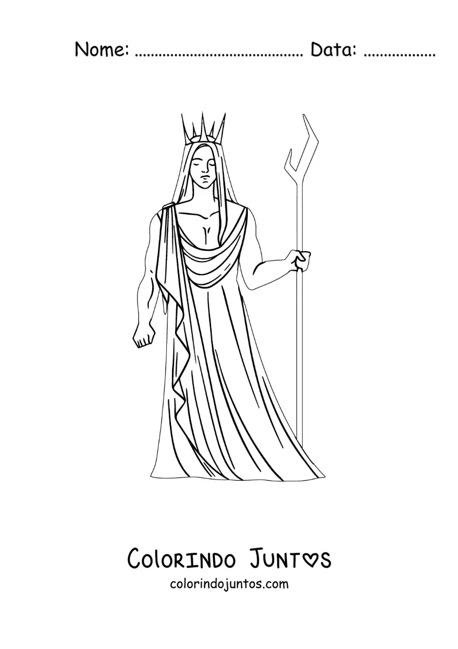 Desenho para colorir de Hades o deus grego animado com seu bidente