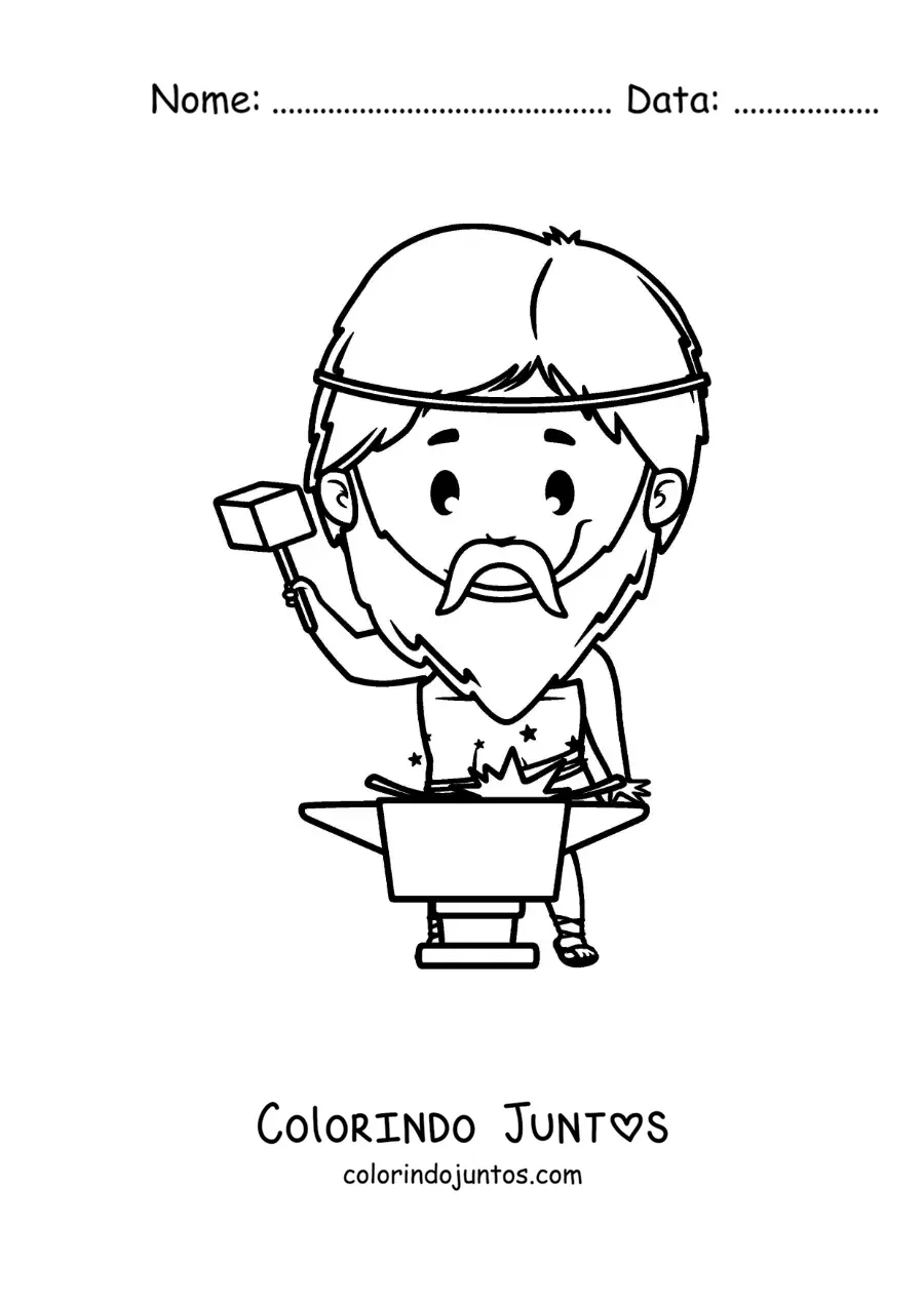 Desenho para colorir de Hefesto o deus ferreiro animado kawaii