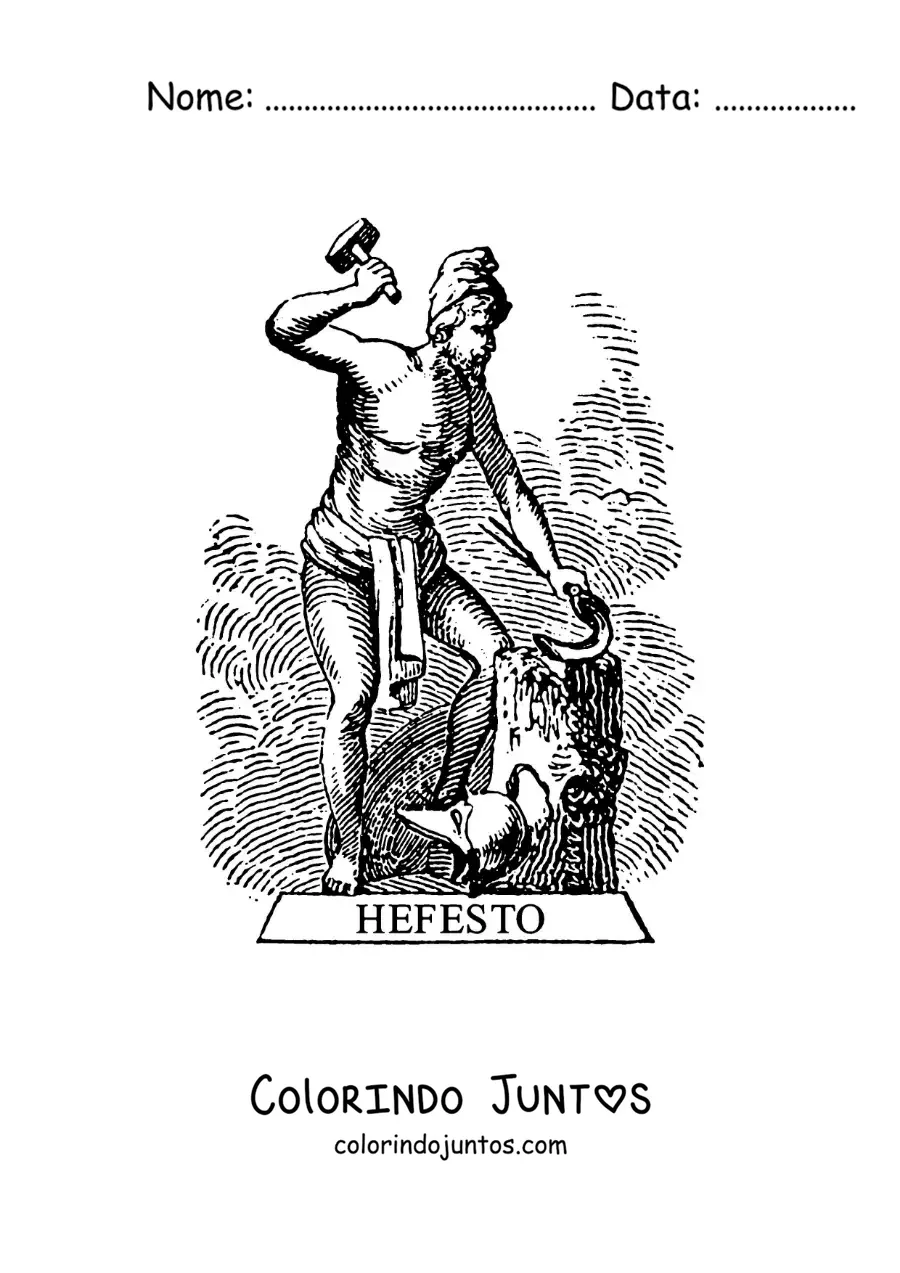 Desenho para colorir da forja de Hefesto o deus grego