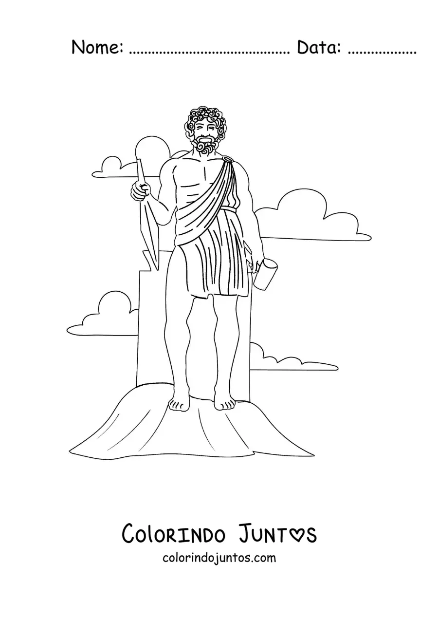 Desenho para colorir do deus Hefesto com seu martelo