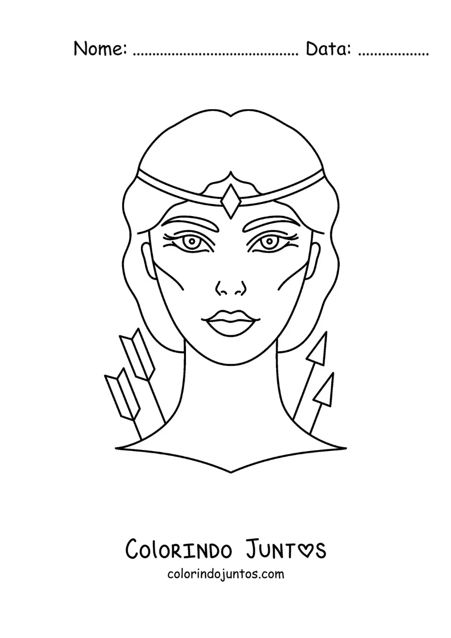 Desenho para colorir do rosto da deusa Ártemis