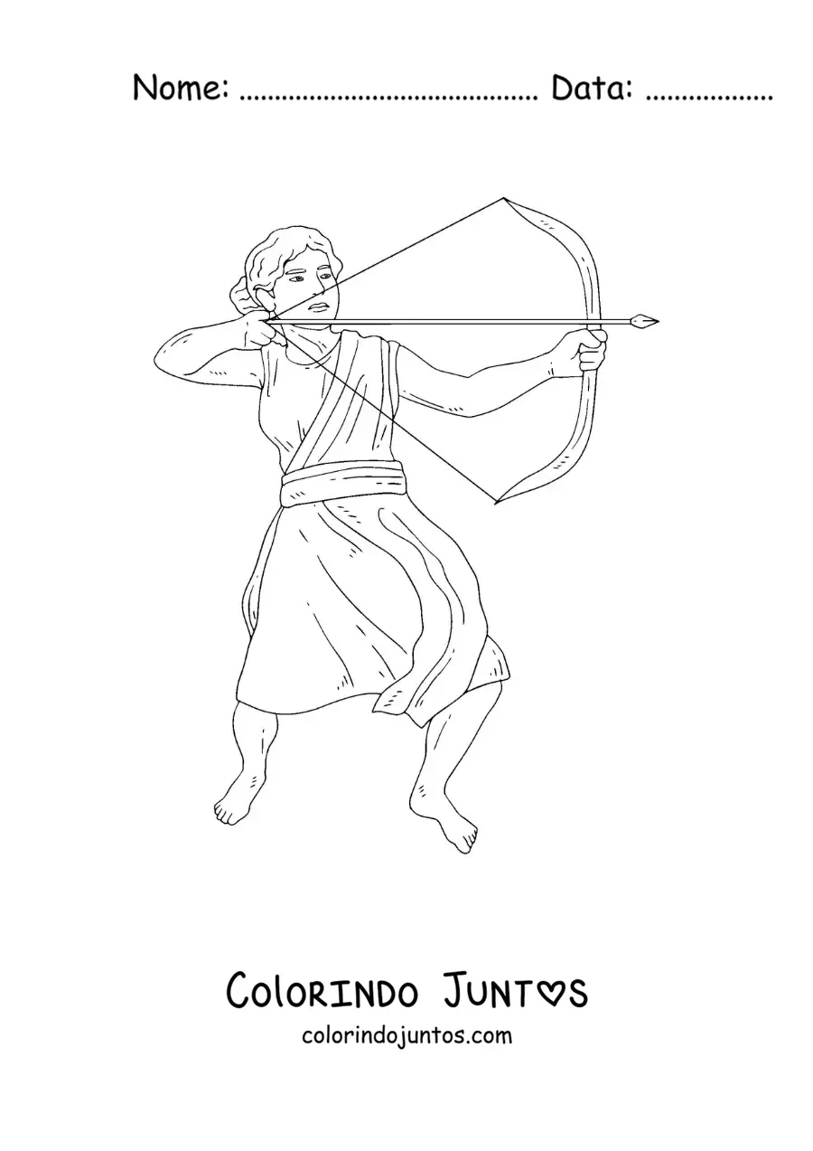 Desenho para colorir de Ártemis realista caçando
