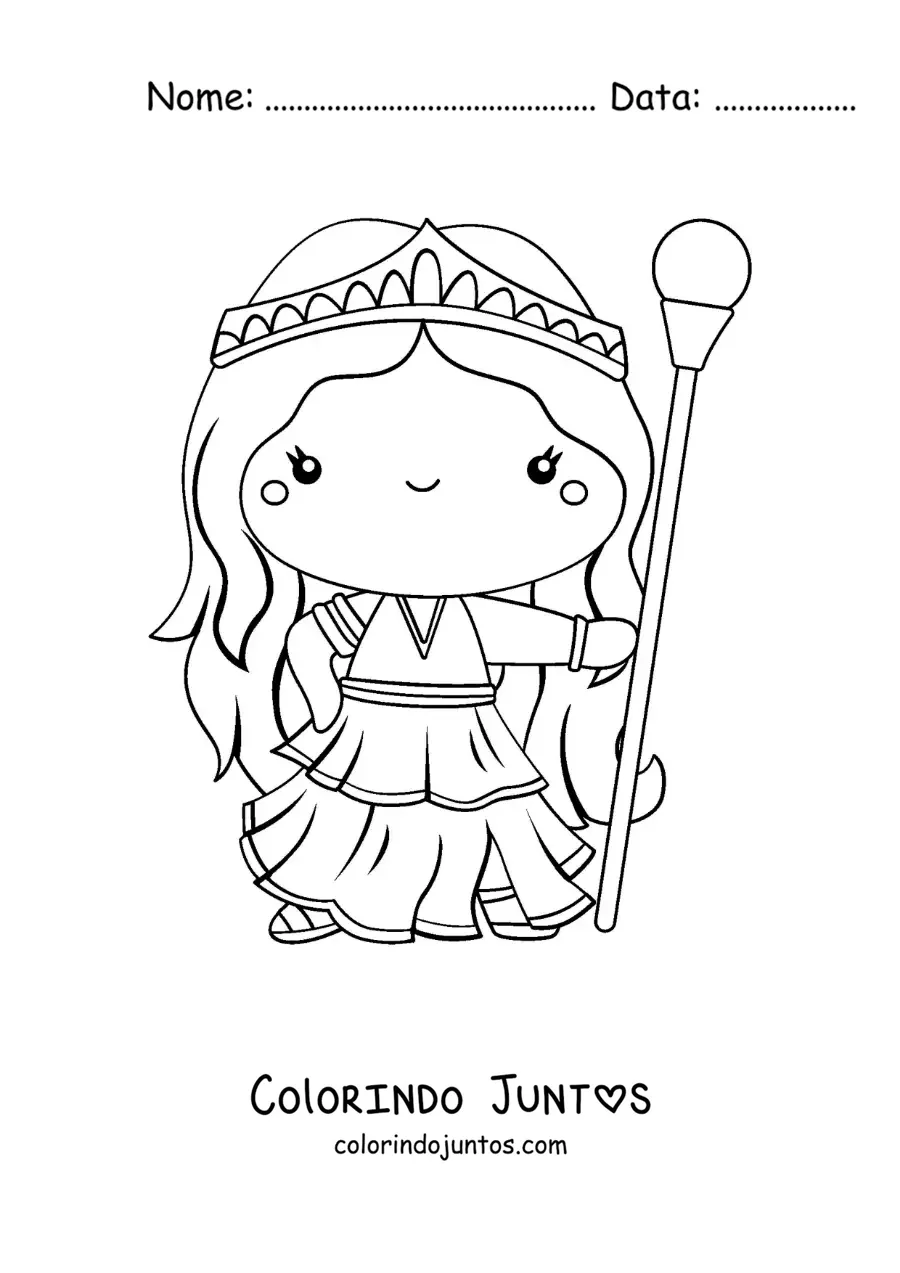 Desenho para colorir da deusa grega Hera animada kawaii