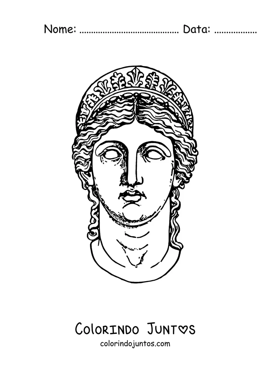 Desenho para colorir de estátua do rosto da deusa Hera
