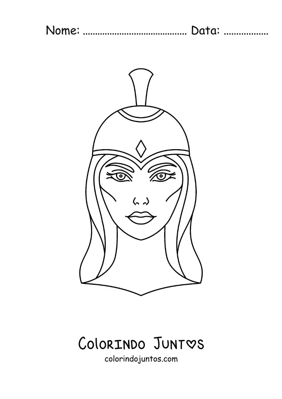 Desenho para colorir do rosto de Atena a deusa grega guerreira