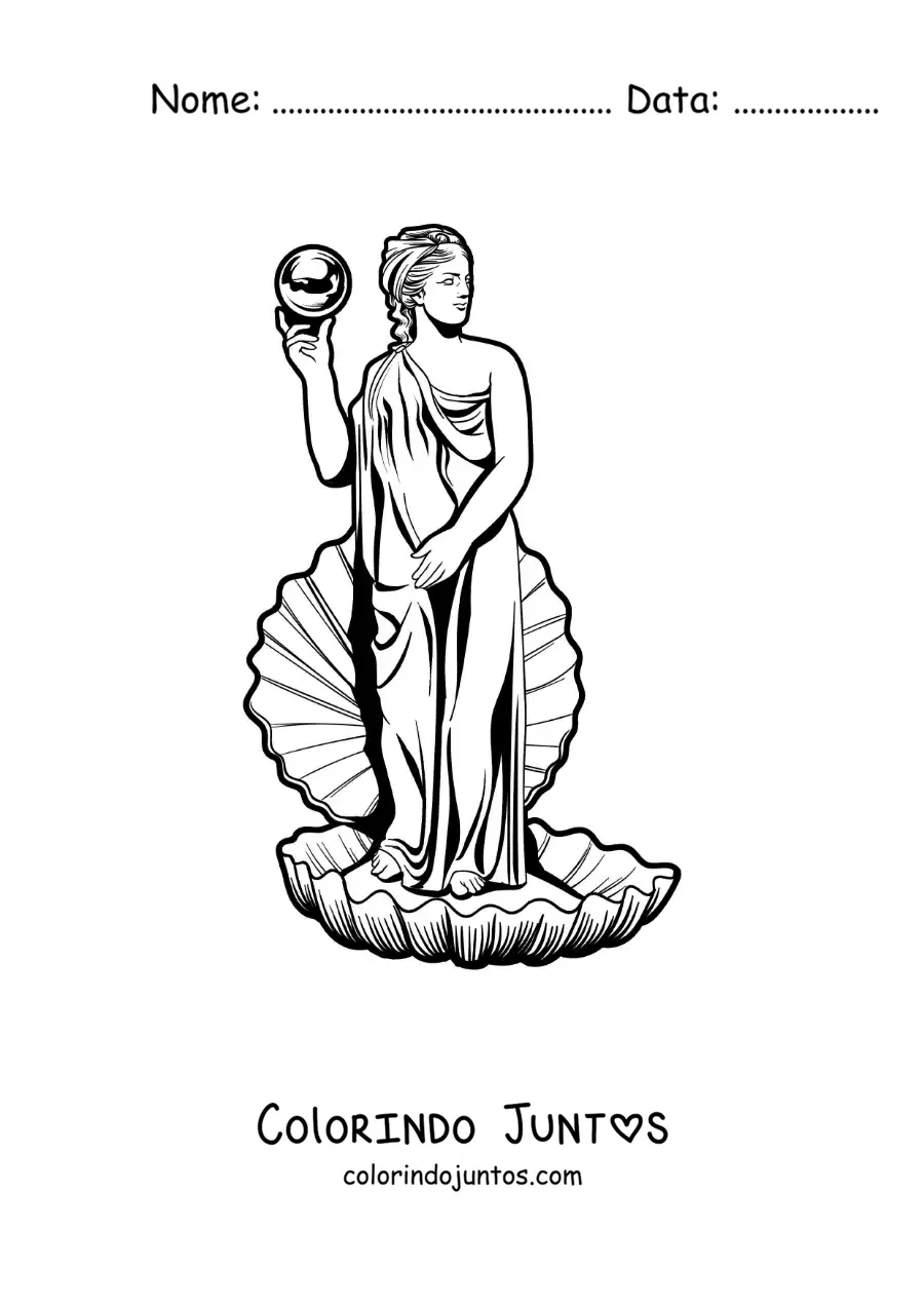 Desenho para colorir do nascimento de Vênus fácil