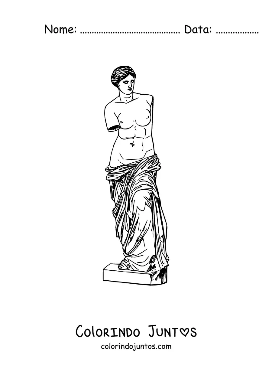 Desenho para colorir de escultura a Vênus de Milo