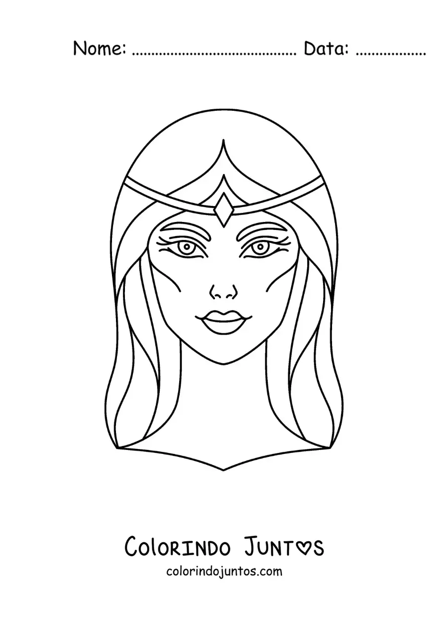 Desenho para colorir do rosto de Afrodite a deusa do amor