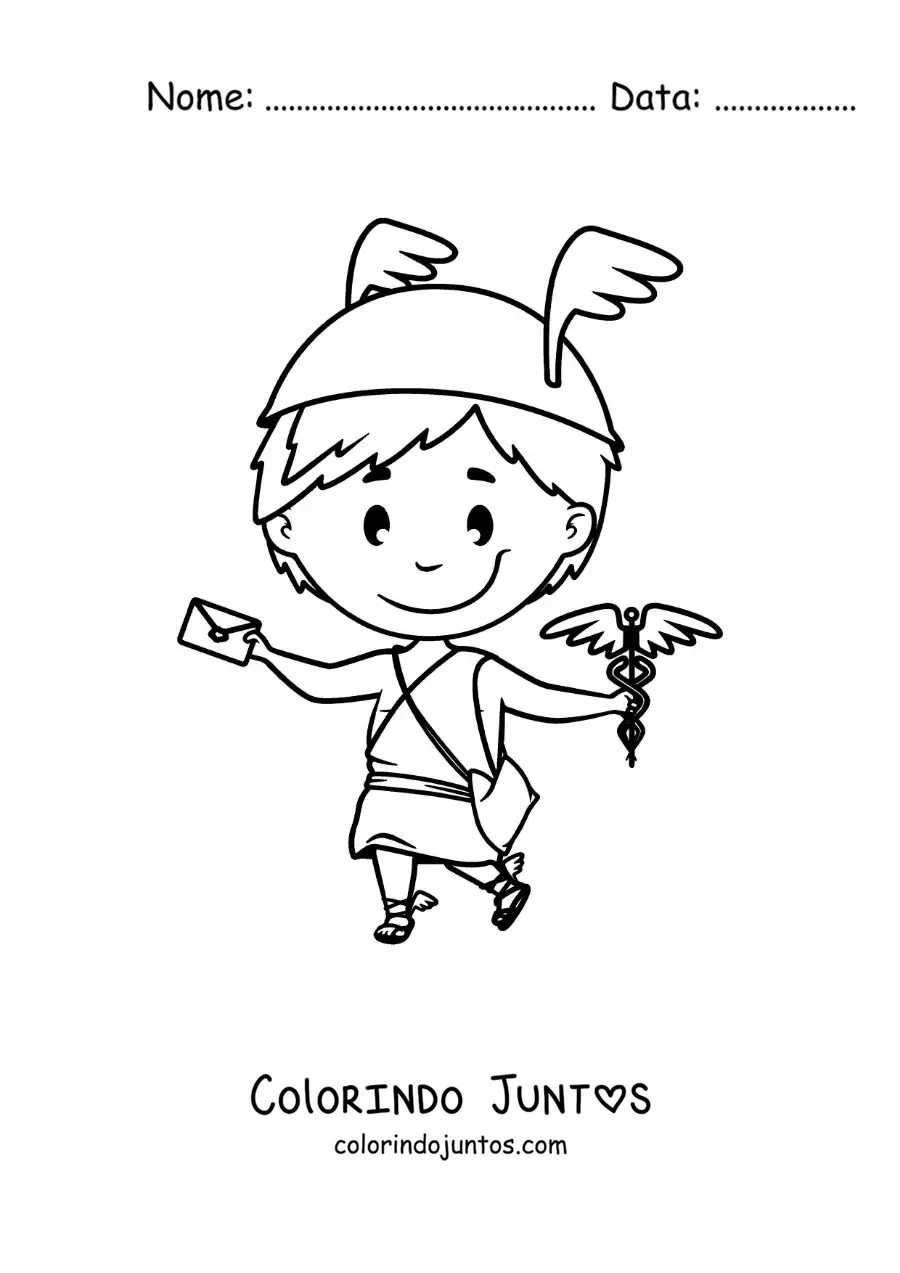 Desenho para colorir de Hermes o mensageiro dos deuses animado kawaii