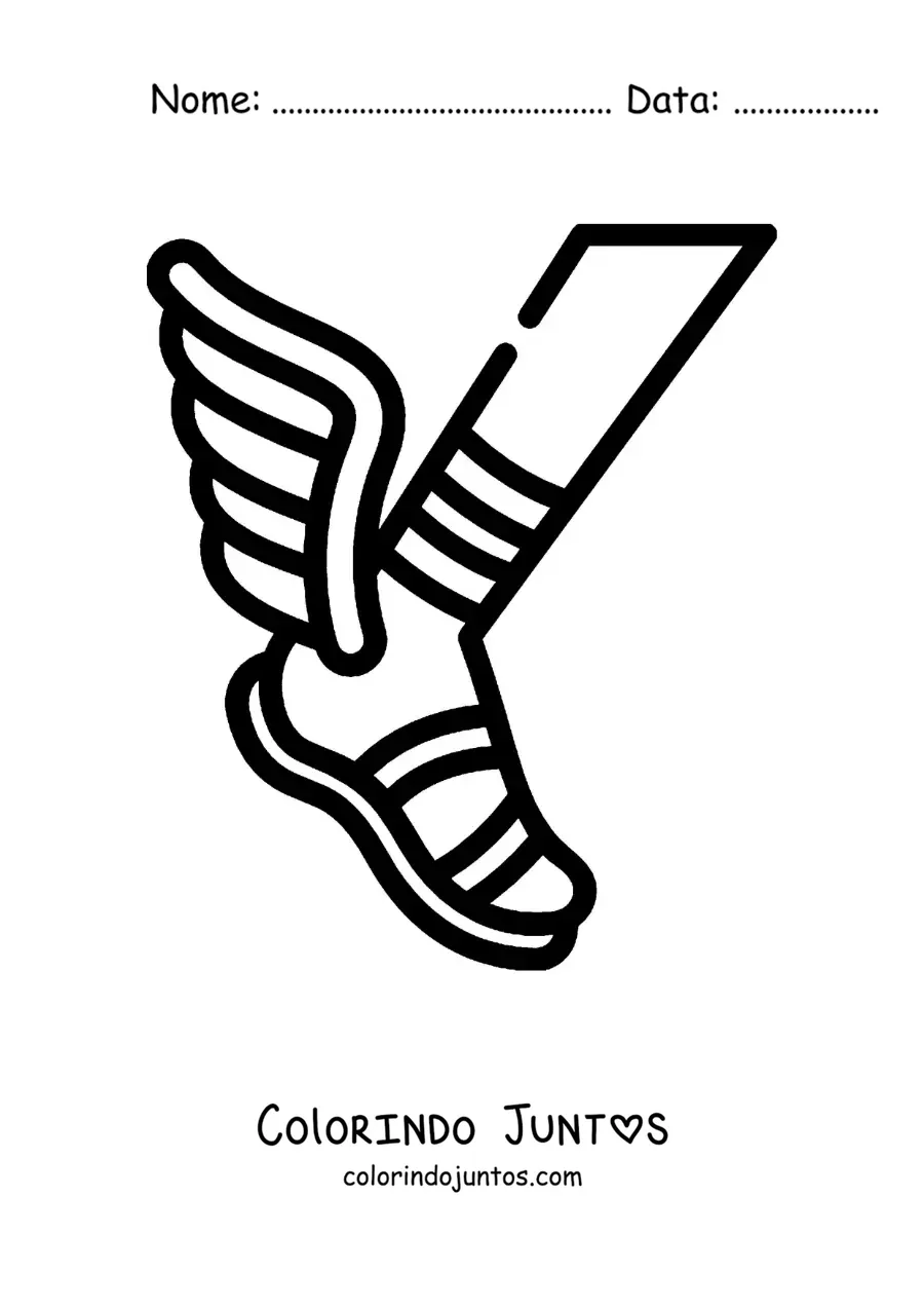 Desenho para colorir do sapato alado de Hermes