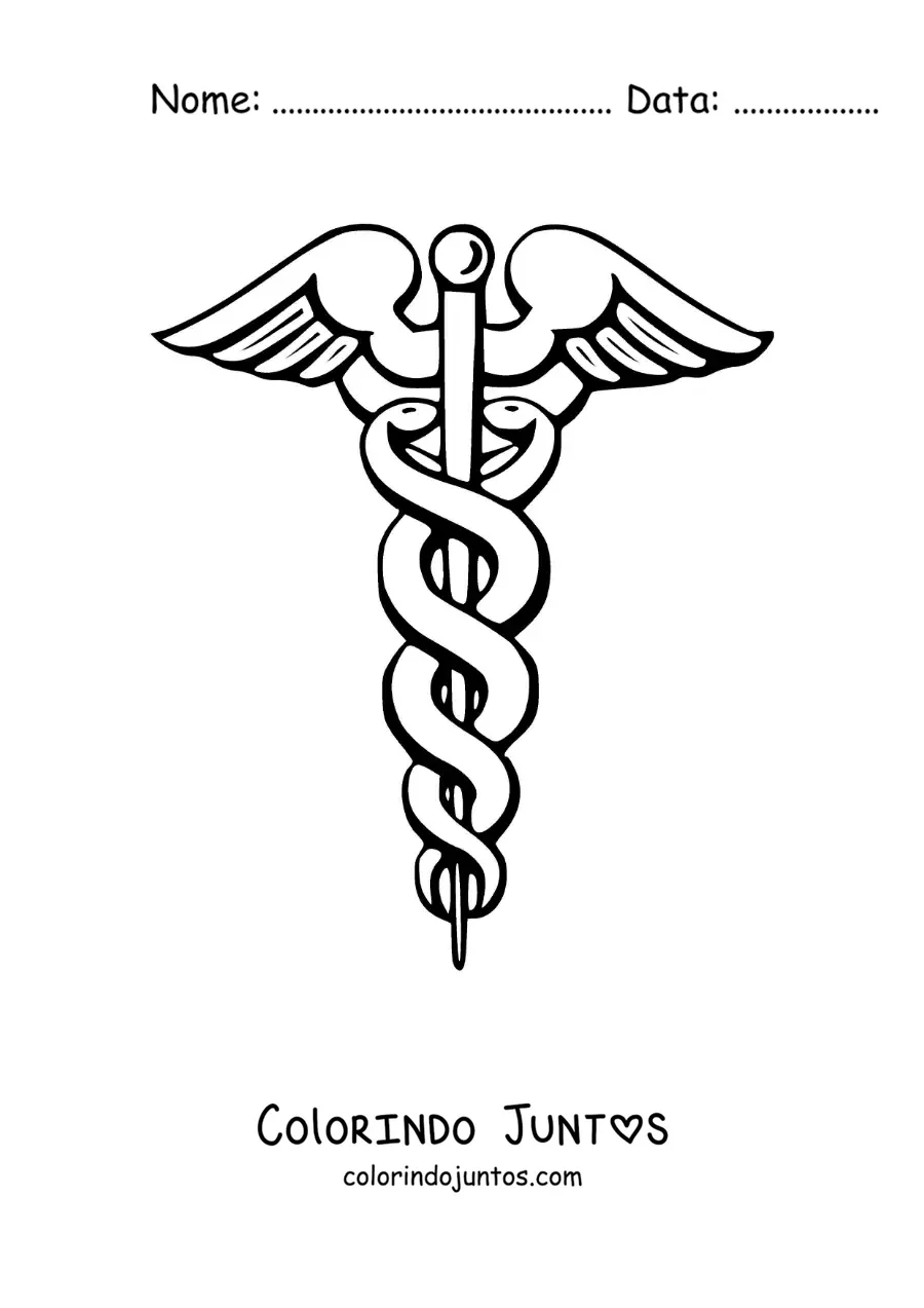 Desenho para colorir do caduceu do deus Hermes