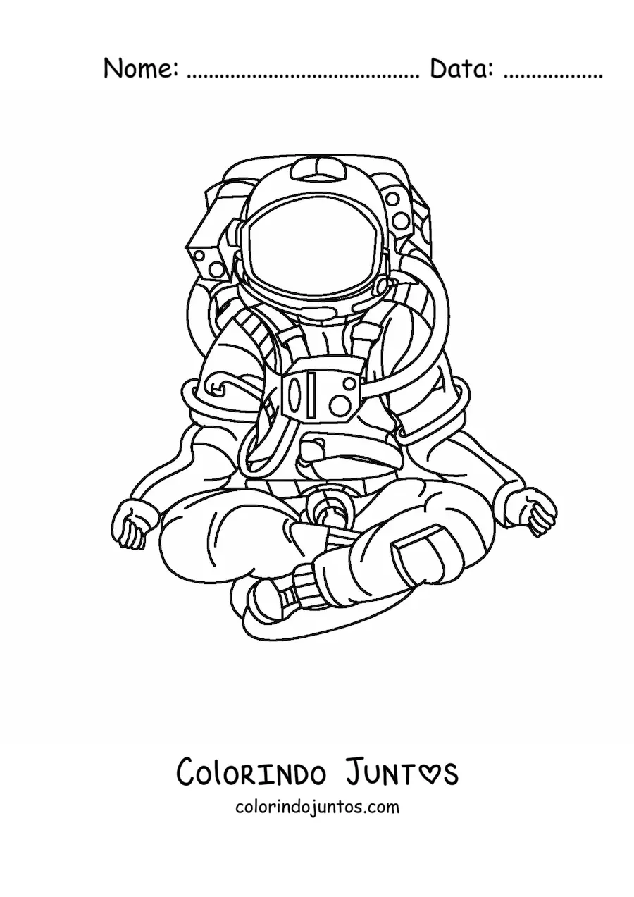Desenho para colorir de um astronauta sentado