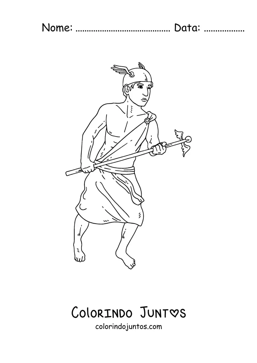 Desenho para colorir do deus grego Hermes realista