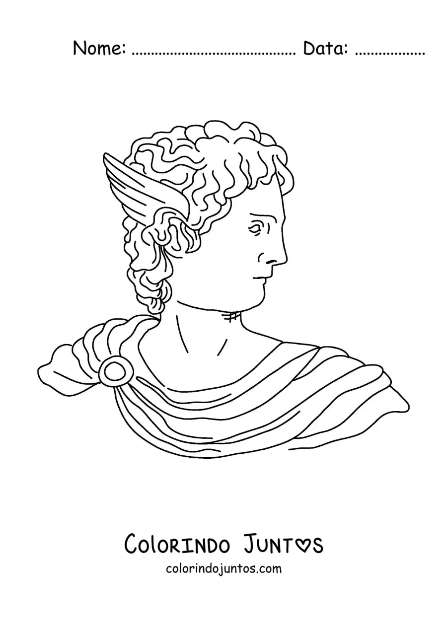 Desenho para colorir do rosto do deus Hermes