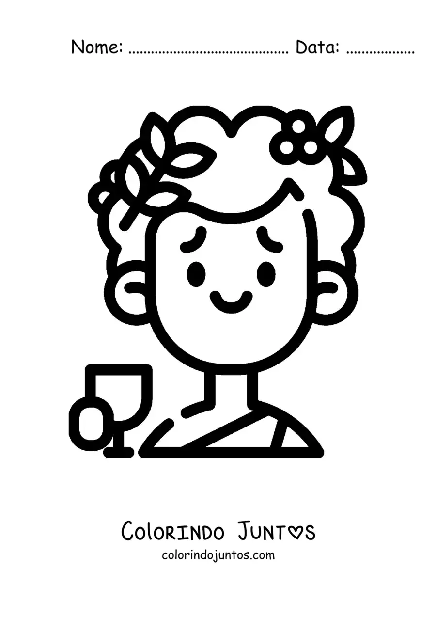 Desenho para colorir do deus do vinho Dionísio animado