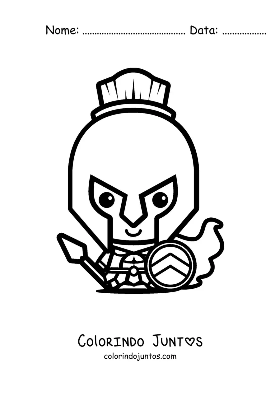 Desenho para colorir do deus grego Ares kawaii