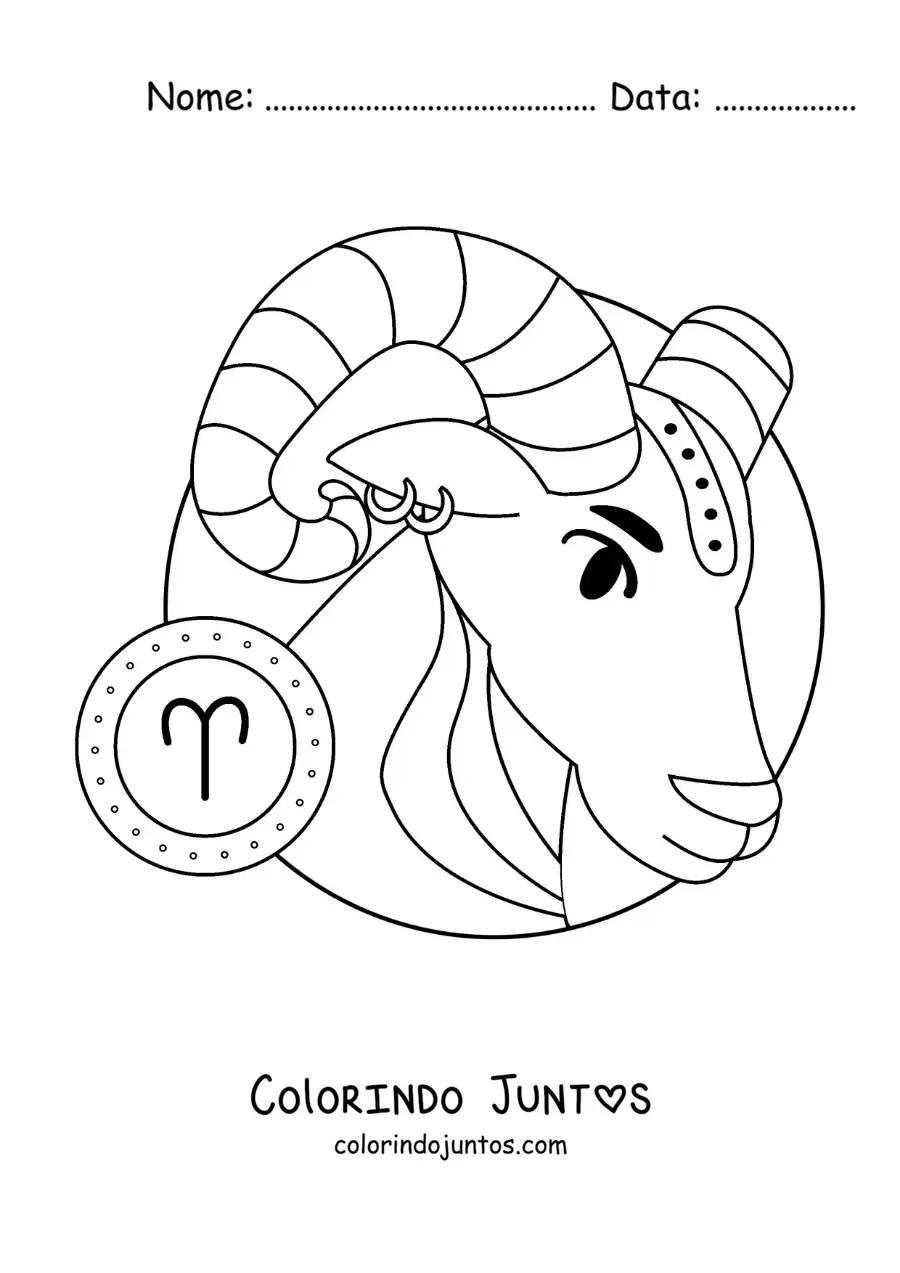 Desenho para colorir do carneiro do signo de Áries animado