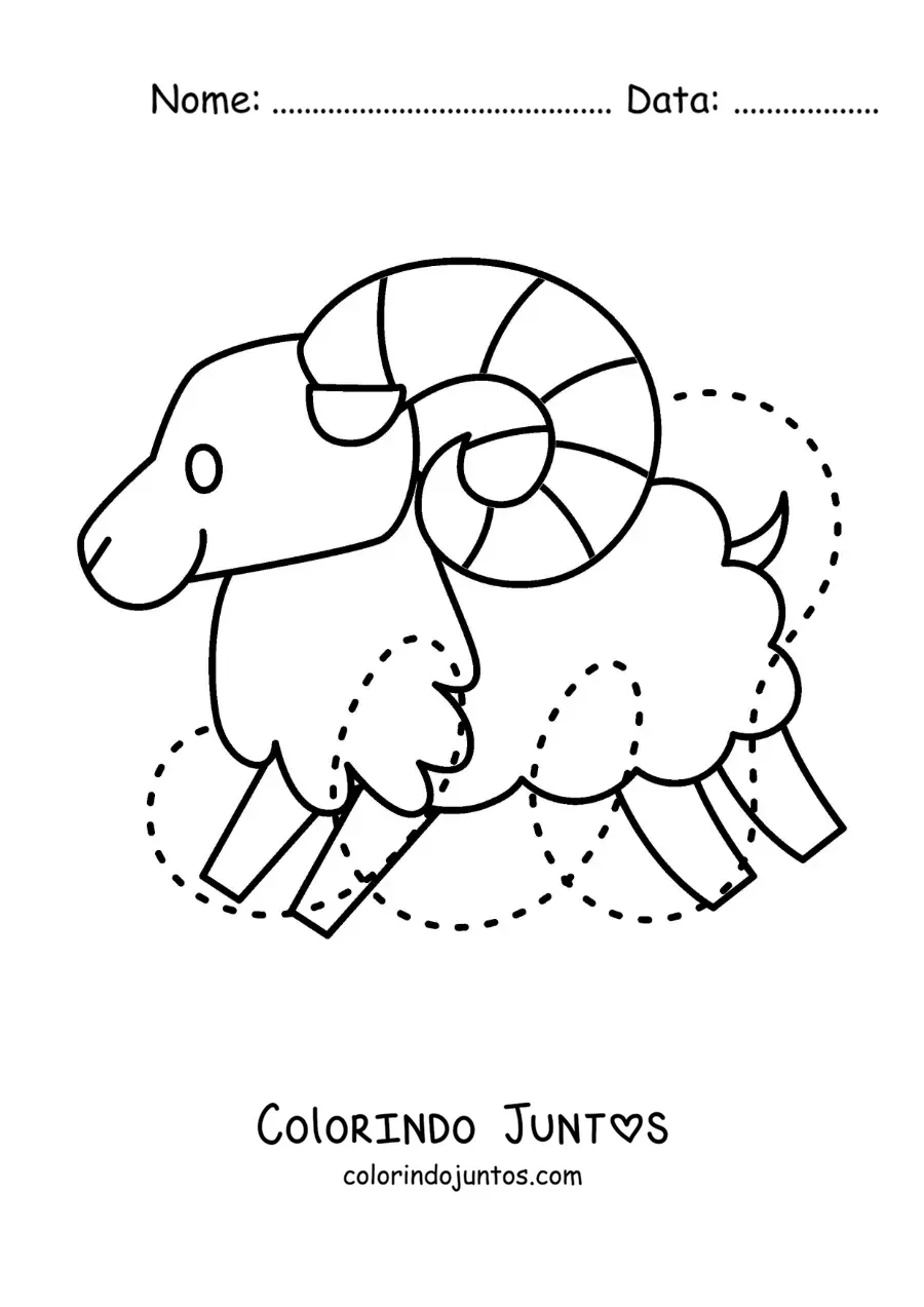 Desenho para colorir de carneiro do signo de Áries fácil